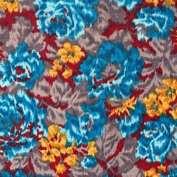 Carole Little Vintage Blue Floral Scarf 34x34 100% Wool Made in Japan RN 15542 - Picture 4 of 6